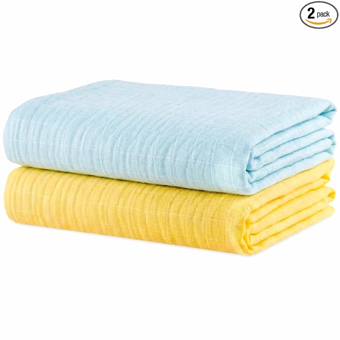 Muslin Swaddle Blankets for Newborns, 2 Pack Multipurpose 100% Organic Cotton, Ultra Soft Breathable Receiving Blanket 47 x 47 inches, Swaddle Wrap for Baby Boys & Girls