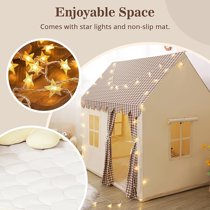 SweHouse Kids Play Tents for Toddlers: with Star Lights, Padded Mat - Indoor Playhouse Tents - Boy Girl Play House Toys for Birthday Gifts