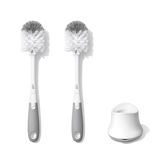 OXO Tot Bottle Brush with Nipple Cleaner and Stand ??Gray, 2-Pack