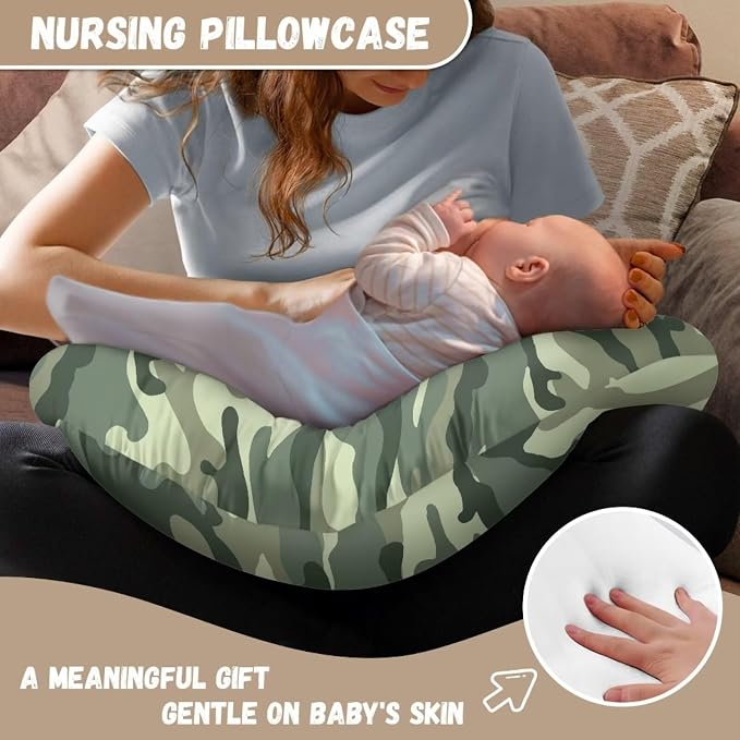 Camouflage Breast Feeding Pillow Covers, Ultra Soft Comfortable Slipcovers Stretchy Removable Cover for Breastfeeding Pillows for Baby Girl and Boy