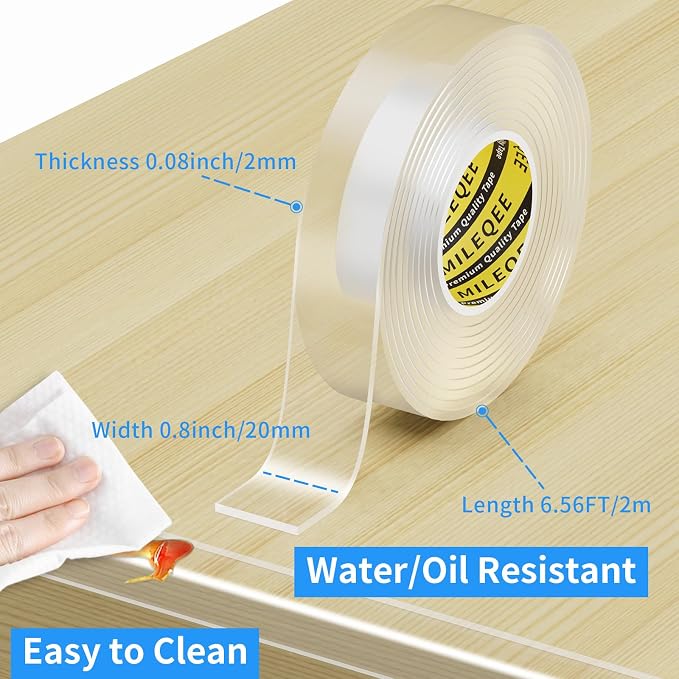 2Pack Clear Edge Protector Strip, 0.8in x 6.56FT(13.12FT Total), Sharp Edge Wrap Cover Tape, Self Adhesive Protective Corner Bumper Guards for Cabinet Door Desk Glass Table Furniture, Countertop