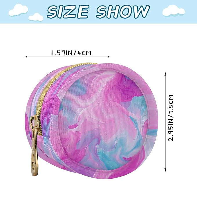 Pacifier Holder with Clip Pacifier Case for Diaper Bag Round Baby Pacifier Pouch Box Bag Portable Deep Blue Pink Fluid