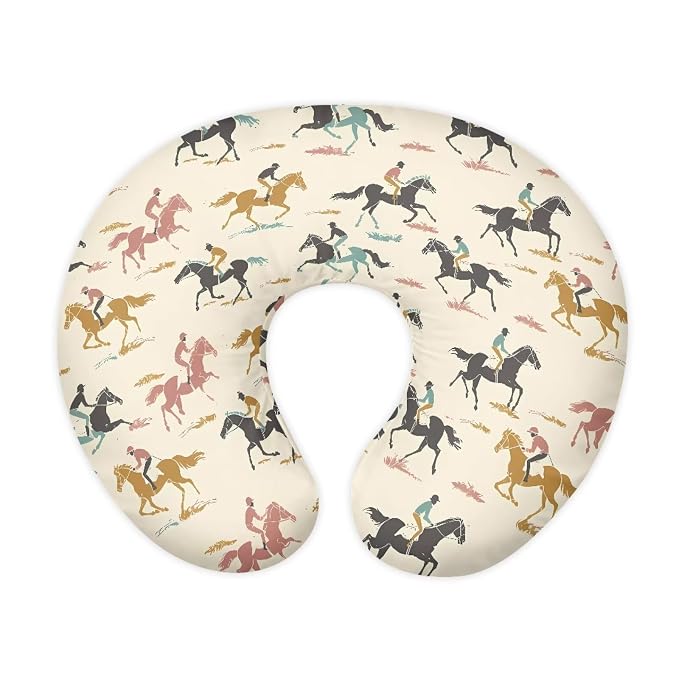 Riding Horse Pillow Cover for Infant Snug Stain Resistant Neutral Breastfeeding Pillow Cover Soft Custom Gifts for Toddler Infant (22"x18"x6")