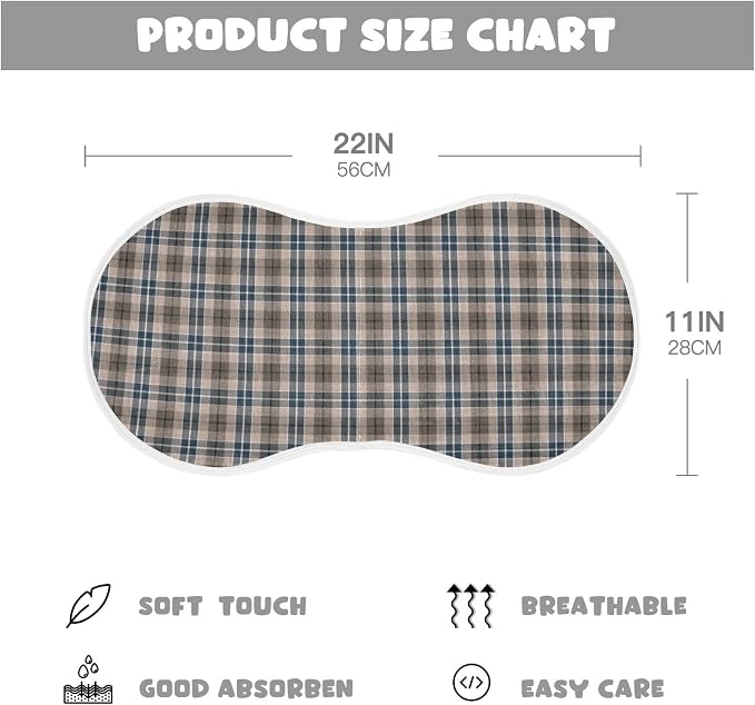 Brown Plaid Checkered Baby Muslin Burp Cloths Set of 4 Geometric Gingham Muslin Washcloths Rustic Patch Milk Spit Up Rags Soft Newborn Towel for Unisex Boys and Girls, 22 x 11 Inch