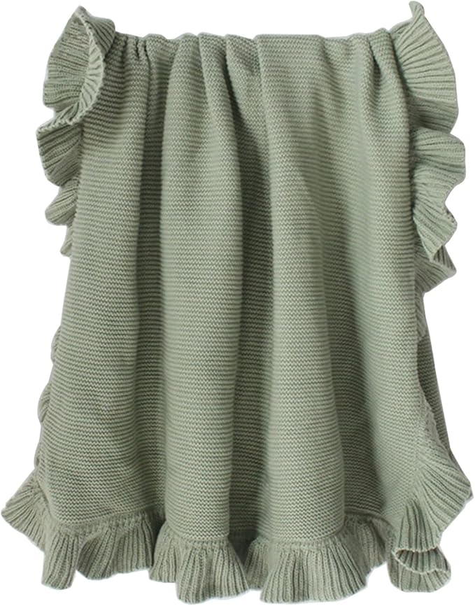 Baby Wraps Ruffle Edge Knitted Wrap Blanket Infant Blanket Crib Stuffer Non-fluorescent Newborns Photo Blanket Baby Bedding Crib Sets Girl Neutral For Cribs, White