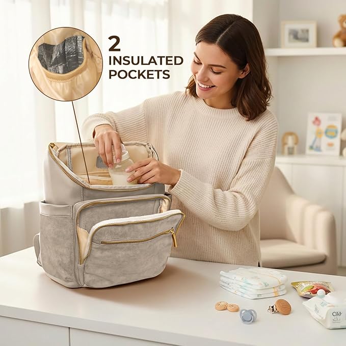 miss fong Diaper Bag Backpack - Large Diaper Bag Backpack Baby Backpack with 14 Pockets, Pañaleras Para Bebe with Waterproof Wet Pocket Luggage Sleeve for Mom Dad
