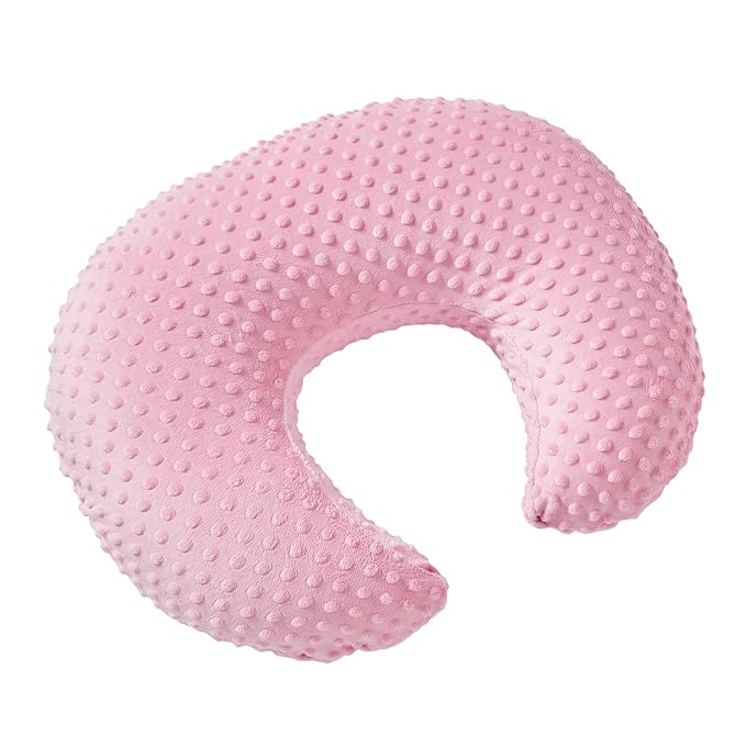 Nursing Pillow and Positioner with Cover for Breastfeeding and Bottle Feeding, Propping Baby, Tummy Time, Baby Sitting Support, Awake-Time Support (Candy Pink, 22" x 17.7" x 5.9")