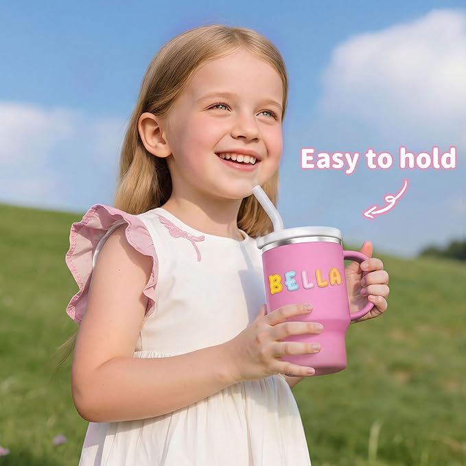 Handy Mini Tumbler, 9 oz Sippy Cups for Toddlers 1-3, Stainless Interior, Leak‑Proof Toddler Cups, Birthday Gifts for 1 Year Old Girls Boys, Baby Girl Essentials, 2 Pack, Lilac Peony