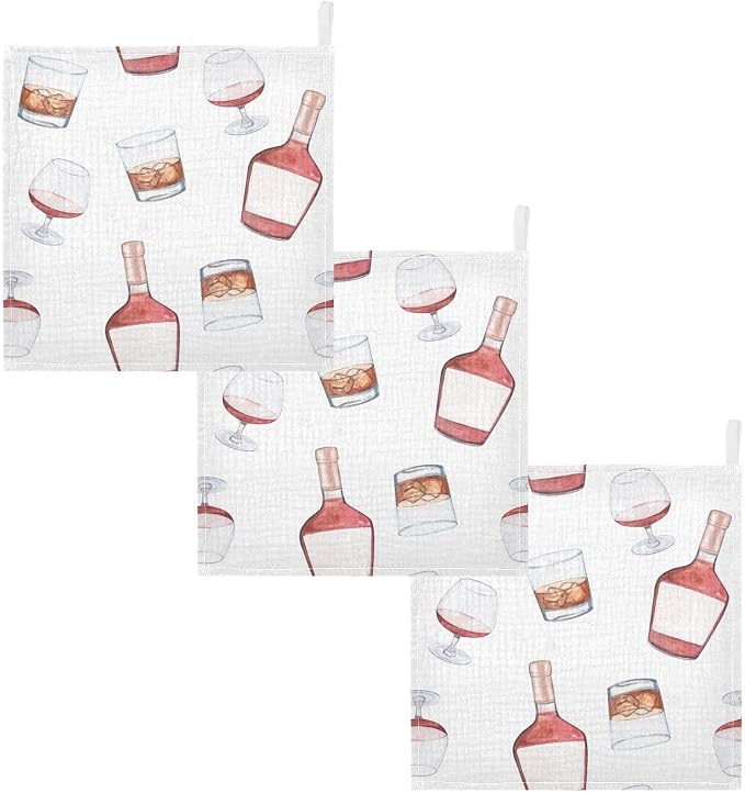 vvfelixl Whiskey Bottles Glasses Baby Burp Cloths Baby Muslin Washcloths for Boys Girls Cotton Baby Face Towel for Newborn Infants Soft and Absorbent 11.8 X 11.8 in, 5 Pack