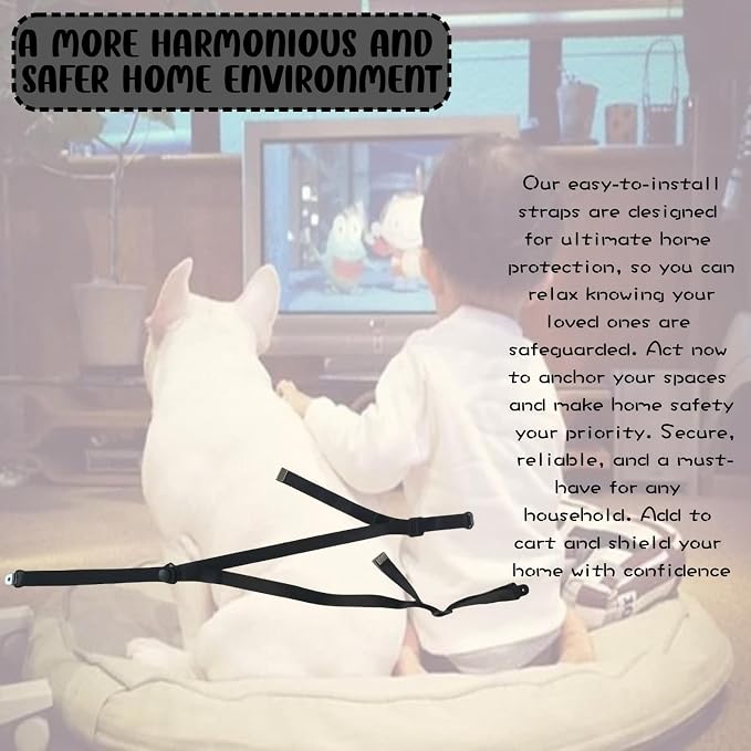 Baby Proofing Kit with Adjustable TV Safety Straps and Anti-Tip Furniture Anchors - Easy Installation, No-Drill Protection for Childproofing Homes