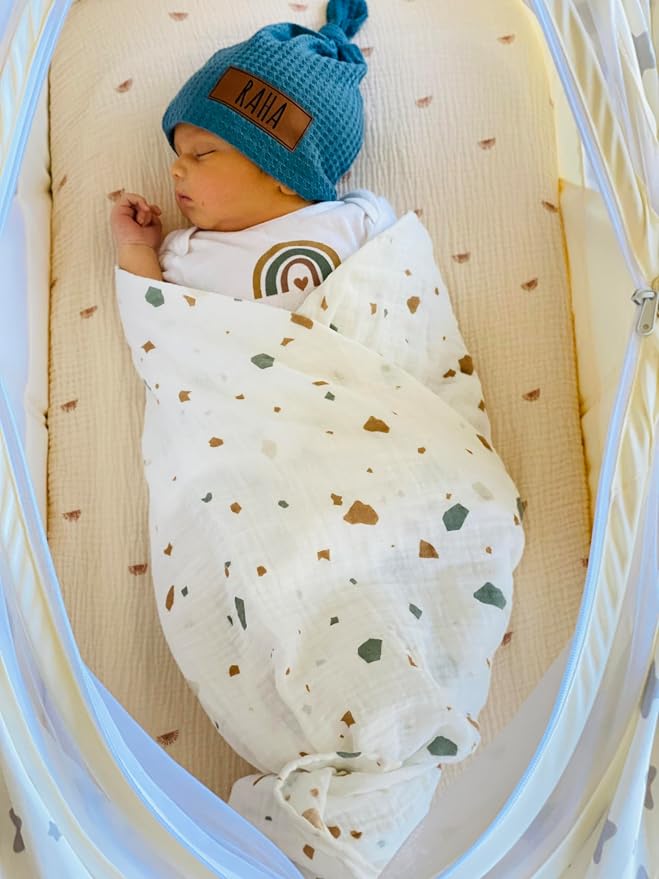 Leyl&Ari Muslin Swaddle Baby Blanket | 100% Organic Cotton Recieving Wrap (47"X47", Sage Set)