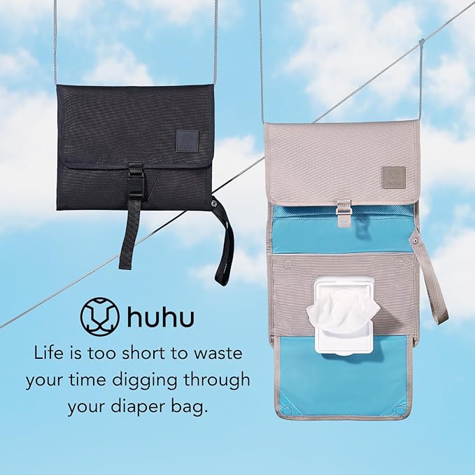 Huhu Baby Changing Wallet ??Compact, Portable Diaper Changing Pad for Travel ??Easy to Clean, Foldable Changing Mat ??Must Have Diaper Bag Accessory for New Parents (Daybreak Taupe)