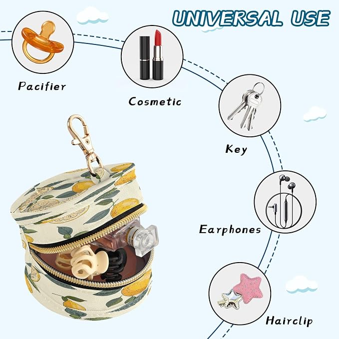 Fresh Lemon Pacifier Holder Case for Newborns Portable Travel Pacifier Storage Container for Diaper Bags