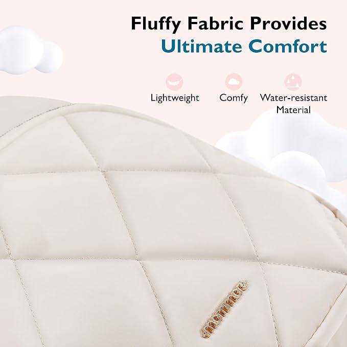 mommore Diaper Bag Backpack, Small Diaper Backpack for Travel, Drawstring Puffer Diaper Bag, Lightweight Quilted Baby Bag with Stroller Straps, Changing Pad