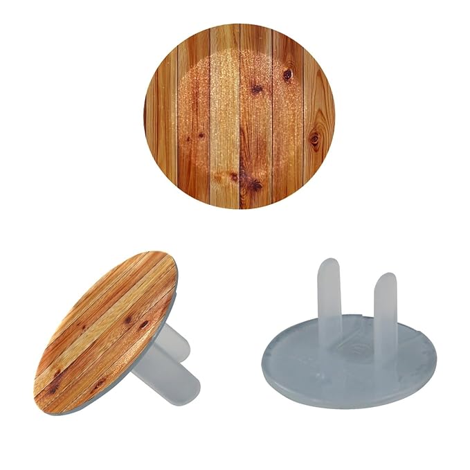 Pine Flooring Boards Texture (2) Outlet Plug Covers - 12/24 Pack Safety Electrical Plug Protectors