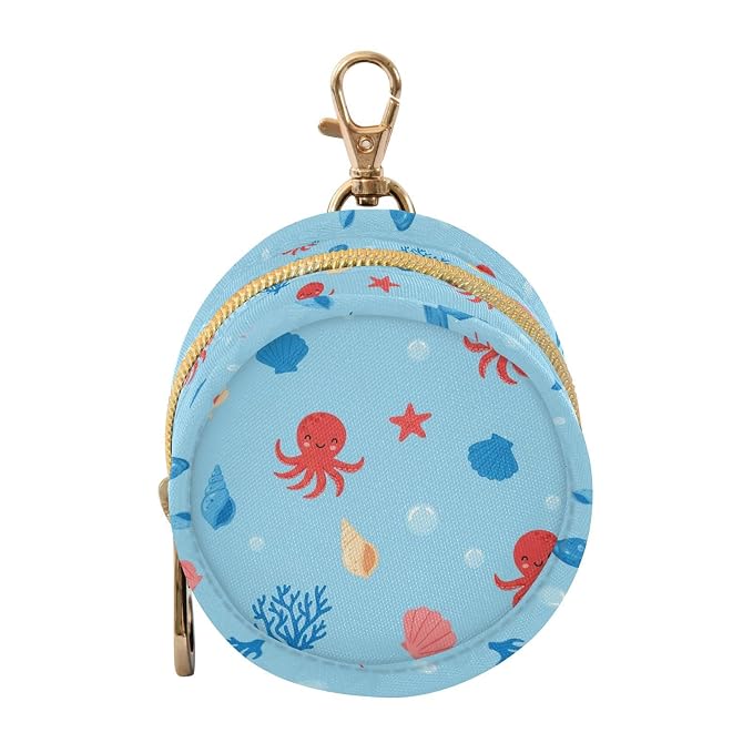 Cartoon Sea Animal Blue Print Pacifier Holder Case for Diaper Bag Portable Travel Pacifier Storage Case with Clip Pacifier Storage Container for Baby Boys Girls Outdoor Purse