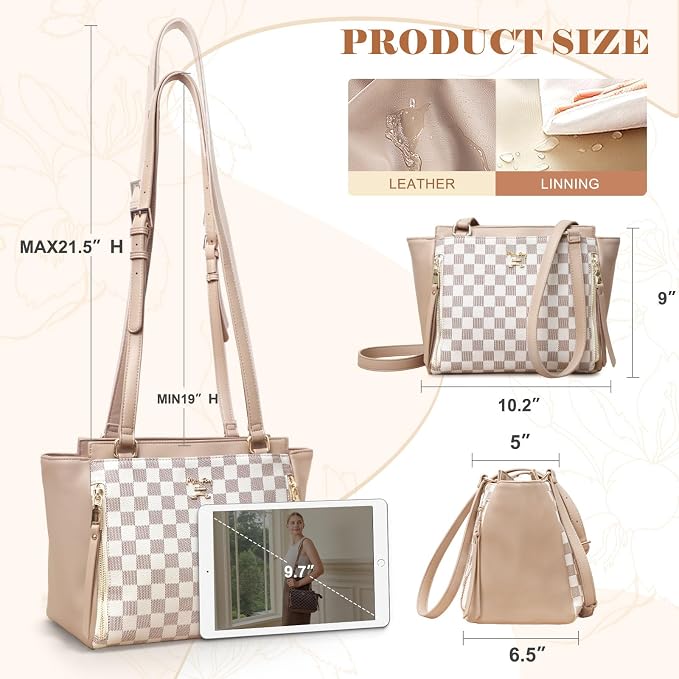 miss fong Checkered Small Diaper Bag Crossbody Diaper Bags, Diaper Bag Purse, Diaper Clutch Crossbody Bag leather Crossbody Bags for Women-Beige&honey