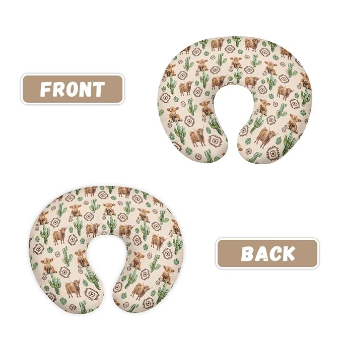 Cow Cactus Pillow Cover for Infant Snug Stretchy Nursing Pillow Case for Bottle Feeding, Breathable Baby Nursing Pillow Cover (22"x18"x6")