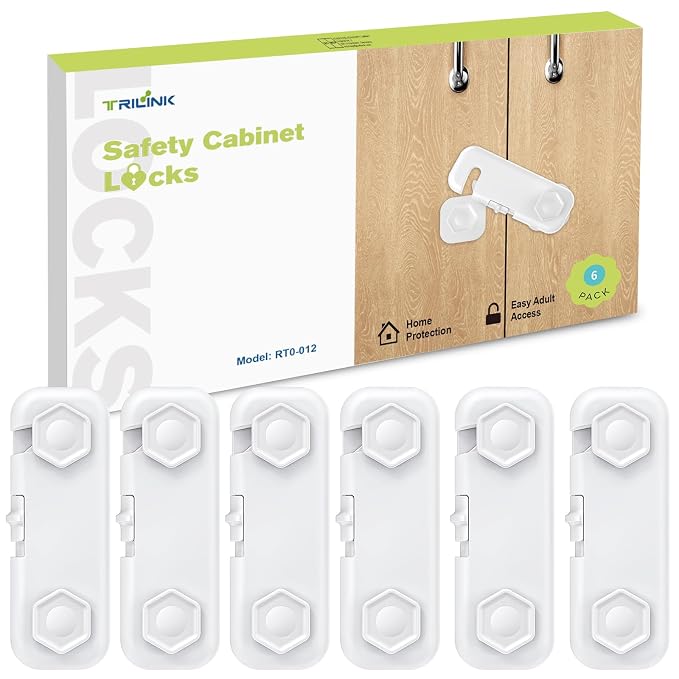 6 Pack Fridge Locks for Kids, Cabinet Locks Baby Proofing, Child Proof Refrigerator Lock, Door Locks for Kids Safety, Baby Locks for Cabinets and Drawers, Doors, Fridges, Freezers, Closets, Ovens