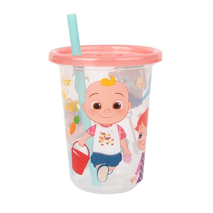 The First Years Cocomelon Take & Toss Toddler Straw Cups - Spill Proof Toddler Sippy Cups with Snap On Lids and Straws - Kids Feeding and Party Supplies - 10 Oz - 8 Count