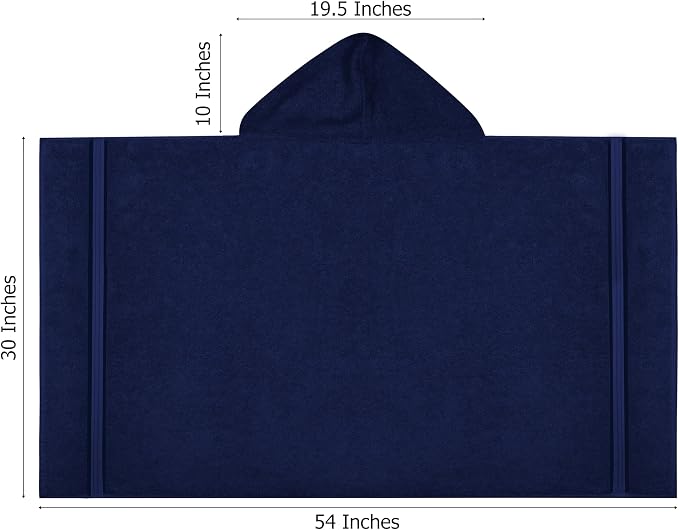 ORIGINAL KIDS Hooded Bath Towel Wrap - 2 Pack - Ultra Soft 100% Cotton Terry Large Oversized Hooded Kids Towel - Shower Pool Beach - 579 GSM Absorbent Quick Dry Plush Gift - 30 x 54 - Navy