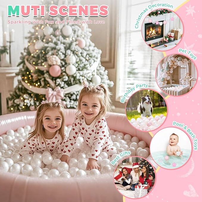 TRENDPLAY Ball Pit Balls Star and Heart Shapes for Toddlers - 50 100 200 500 Count Plastic Balls for Ball Pit Fun and Play