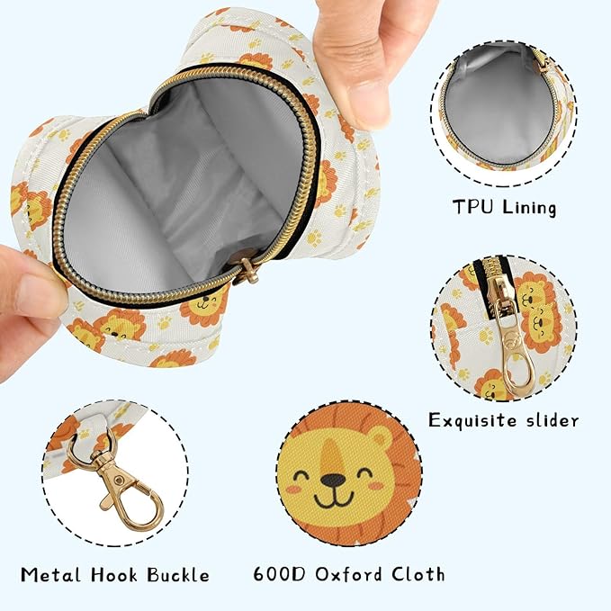 Lion Paw Beige Pacifier Holder Case Newborn Pacifier Storage Pouch for Boys Girls Easy Attach to Diaper Bag Portable Baby Essentials Container