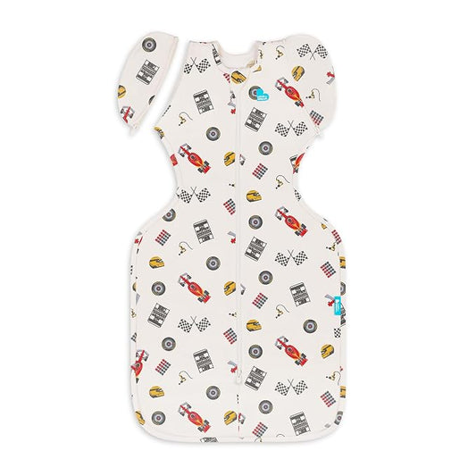 Love to Dream Swaddle Up Transition Swaddle, 1.0 TOG, Patented Zip-Off Wings, Gently Help Baby Transition from Being Swaddled to Arms Free When Showing Signs of Rolling. 19-24 lbs, Dream Racer