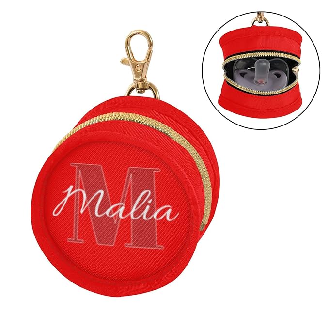 Custom Red Pacifier Holder Case for Diaper Bag Personalized Portable Travel Pacifier Storage Case with Clip Newborn Baby Pouch for Baby Boys Girls Purse Outdoor