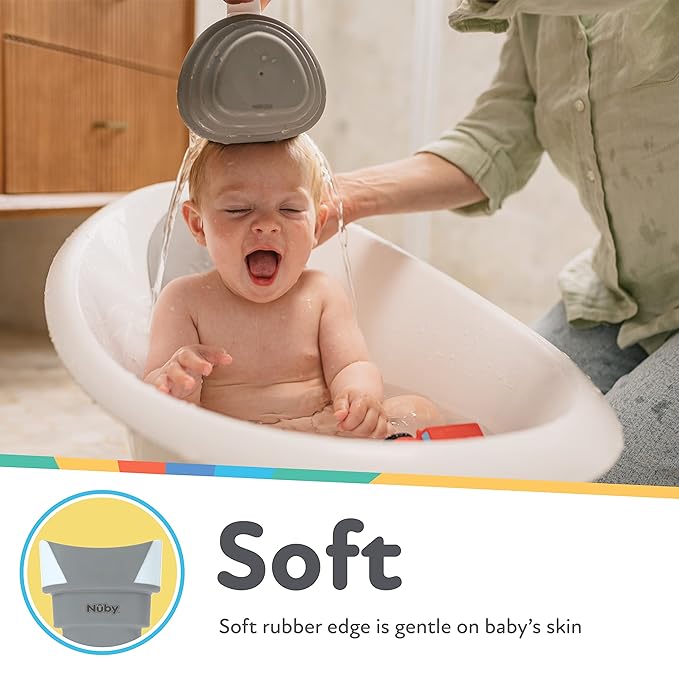Nuby Collapsible Rinse Pail for Baby Bath Time - Collapsible Bucket with Easy Grip Handle to Rinse Baby Shampoo and Soap - Baby Essentials (Pack of 2)