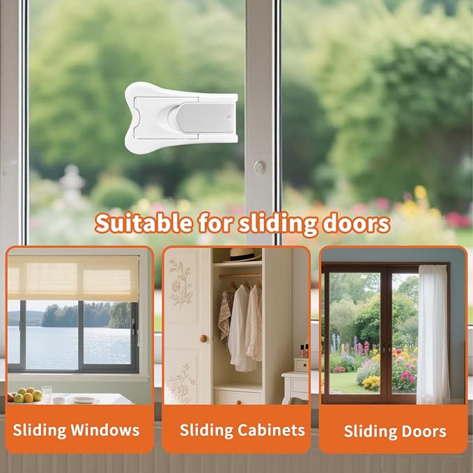 Sliding Closet Door Lock 2 Pack Sliding Door Child Lock Sliding Door Lock for Prevent Cats and Dogs from Opening Wardrobe Doors