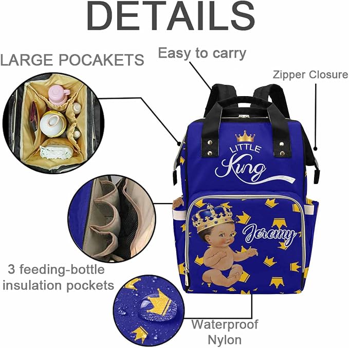 D-Story Personalized Diaper Bag Fashion Customized Backpacks Diaper Bag Customized With Name Adjustable Shoulder Straps