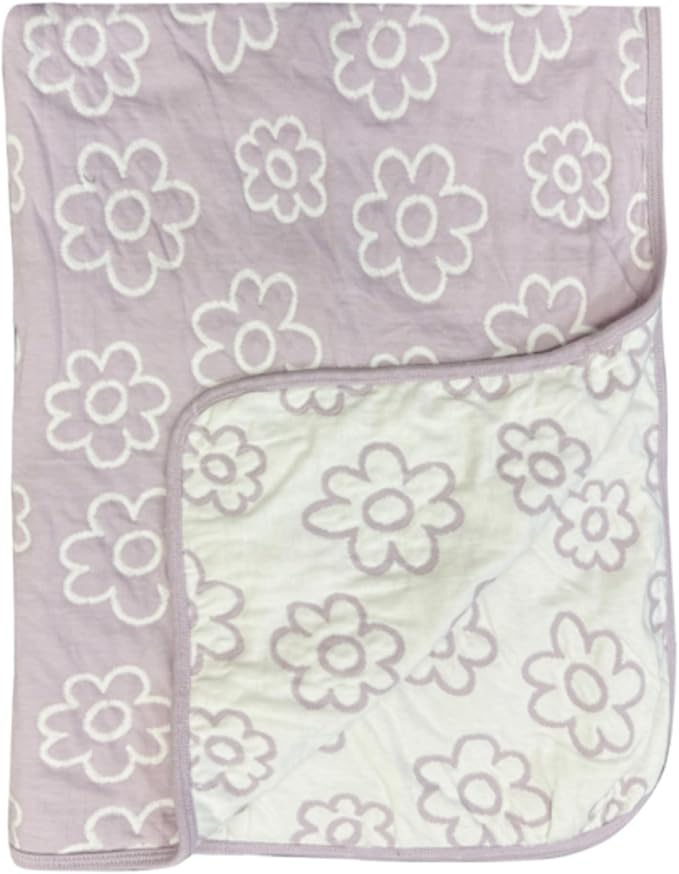 Baby Embroidery Jersey Blanket, 30"x40", Purple Floral