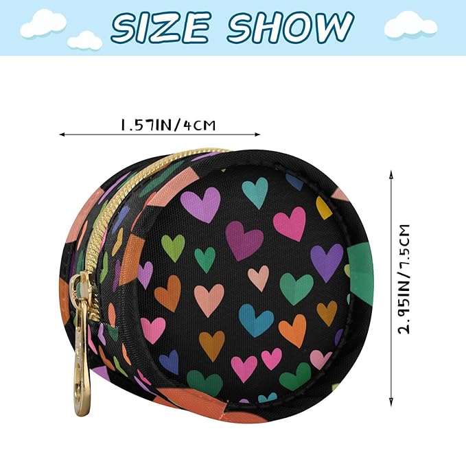 Pacifier Holder with Clip Pacifier Case for Diaper Bag Round Baby Pacifier Pouch Box Bag Portable Black Colored Heart