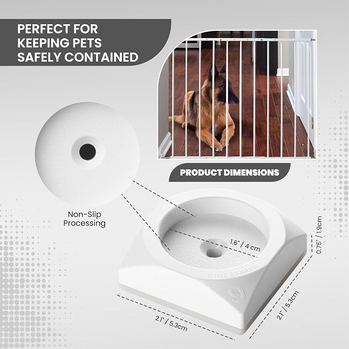 1st Nonslip Sturdy & Stylish Matte White Square Gate Wall Protector (4 Pack x 1Set) - Safety Wall Pads for Child Dogs Pet Gates, Doorways, Stairs, Gates with Door