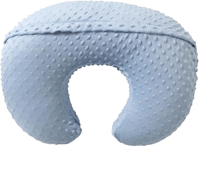 Nursing Pillow and Body Positioner with Premium Slipcover | for Breastfeeding for Baby Boys and Girls, Feeding Pillow with Breathable Comfortable Pillowcase (Blue)