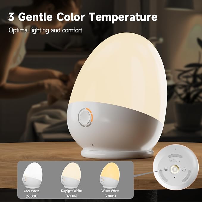 Night Light for Kids, Baby Night Light with Touch Control, Feeding Timer, 3 Color Temperatures. Dimmable and Rechargeable Kids Night Light Up to 200H. Gifts for Baby Nursery Toddler
