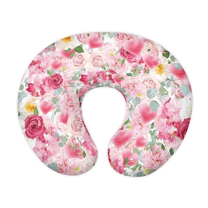 Pink Rose Nursing Pillow Cover Breastfeeding Pillow Slipcover for Baby Girls,Novelty Gifts for Mom Zippered Pillow Protectors Cover Case