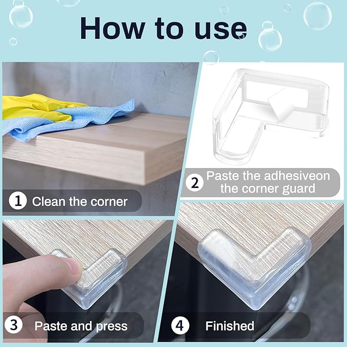 12 Pack Table Protectors, Corner Protector for Baby, Clear Furniture Corner Guards & Edge Safety Bumpers Cushion to Cover Sharp Furniture & Table Edges (12 Count (Pack of 1))