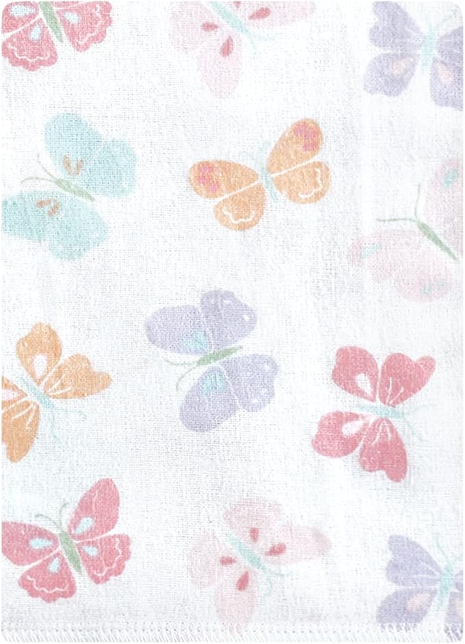 Hudson Baby Unisex Baby Cotton Flannel Burp Cloths Bundle, Pastel Butterfly, One Size