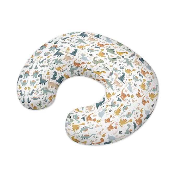 Nursing Pillow Cover for Baby Boy Girl, Cartoon Dinosaur Stretchy Breastfeeding Pillow Slipcover, Lightweight Custom Gifts for Toddler Infant