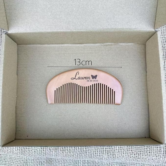 3 Piece Customized Baby Brush and Comb Set, Wooden Baby Brush with Natural Ultra Soft Goat Hair, Baby-Hair Brush for Newborn, Personalized Gift for Baby Boys Girls