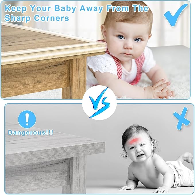 Corner Protector Baby Proofing,Clear Corner Protectors,Furniture Corner Guard & Edge Safety Bumpers, 16.4(5M) Soft Edge Protector with Upgraded Pre-Taped Strong Adhesive for Furniture&Sharp Corners