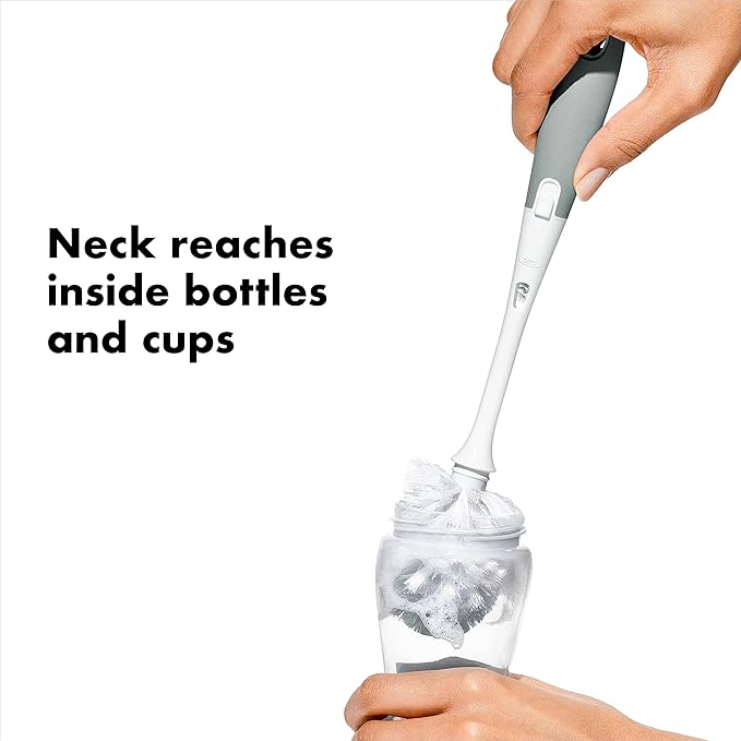 OXO Tot Bottle Brush with Nipple Cleaner and Stand ??Gray, 2-Pack