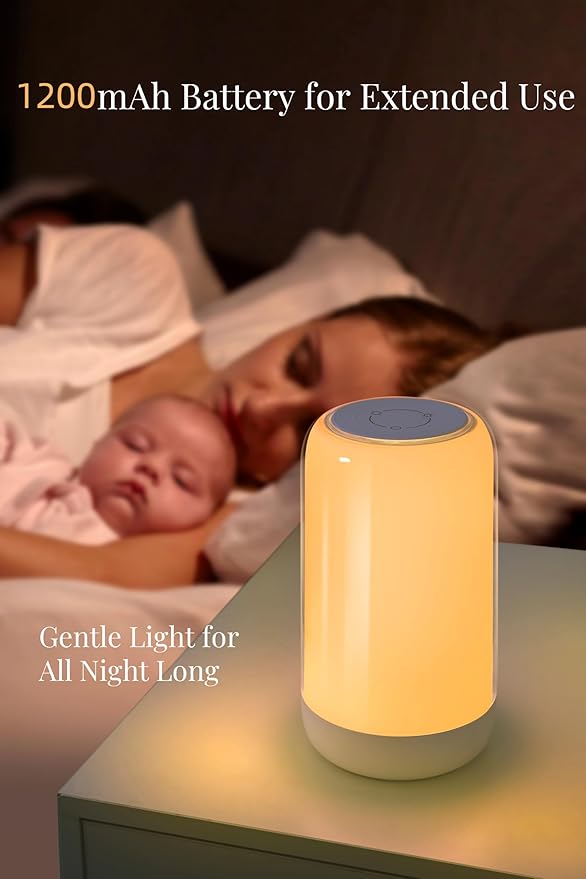 RGB 7 Color Gradient Night Light, Portable Rechargeable Nursery Lamp with Color Transition & Stepless Dimming, BPA-Free Baby Night Light, Ideal for Breastfeeding, Baby Room & Travel
