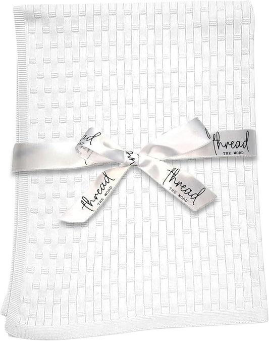 The Lattice Blanket - 100% Organic Cotton Baby Blanket, American Made, 30x40in - Bassinet, Crib, Stroller - Gift Registry Baby Shower for Newborns and Kids (White)