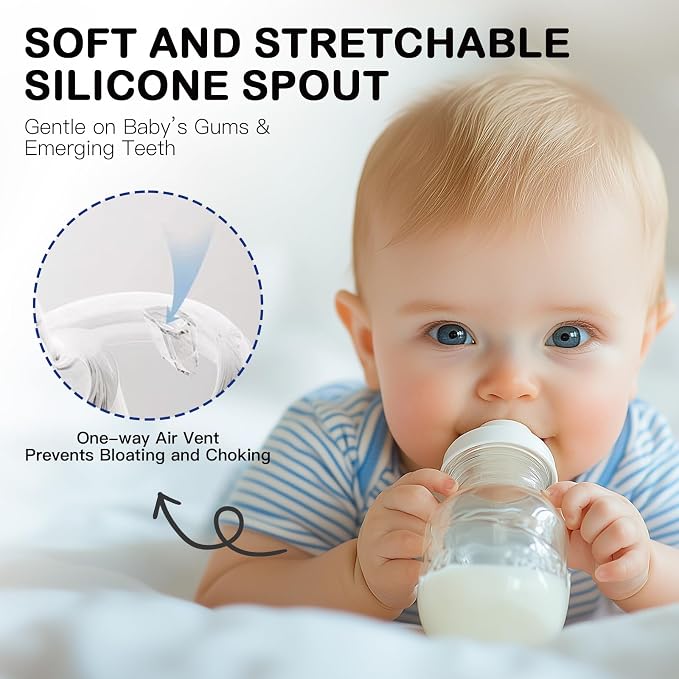 Straw Sippy Cup Conversion Kit for Philips Avent Anti-Colic Baby Bottles, Soft Top and Weighted Straw Transition Kit with Handles, Pack of 3