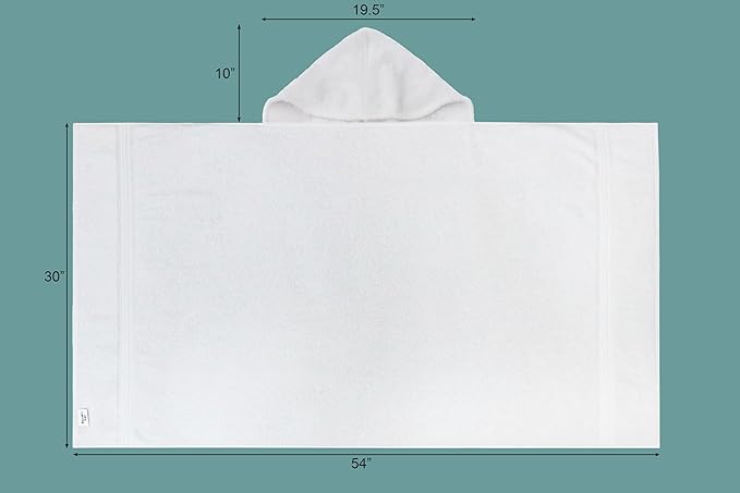 ORIGINAL KIDS Hooded Bath Towel Wrap - Ultra Soft 100% Cotton Terry Large Oversized Hooded Kids Towel - Toddler Big Kid Shower Pool Beach Towel - Absorbent Quick Dry Easy Care Gift - 30 x 54 - White