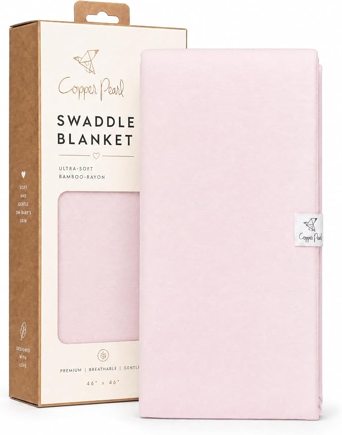 Copper Pearl Swaddle Blankets for Newborns | Soft Stretchy Receiving Blankets for Boys and Girls | Large 46 x 46 Inch Baby Blankets | Lightweight and Breathable Swaddles | Blossom