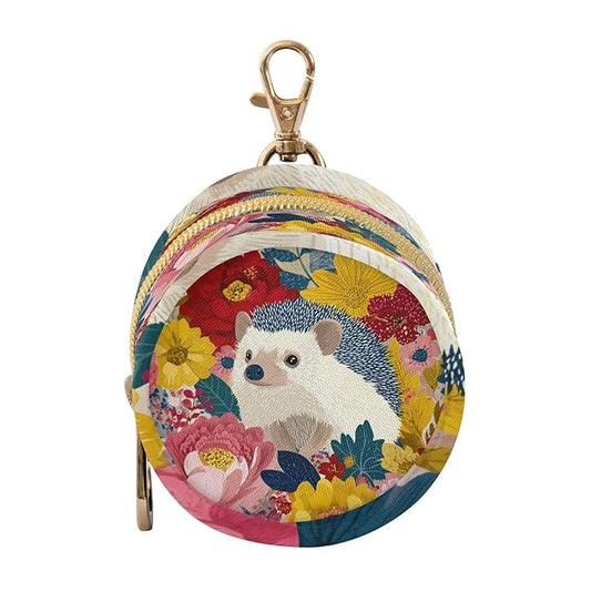 Pacifier Holder with Clip Pacifier Case for Diaper Bag Round Baby Pacifier Pouch Box Bag Portable Garden Flowers Hedgehogs Colorful